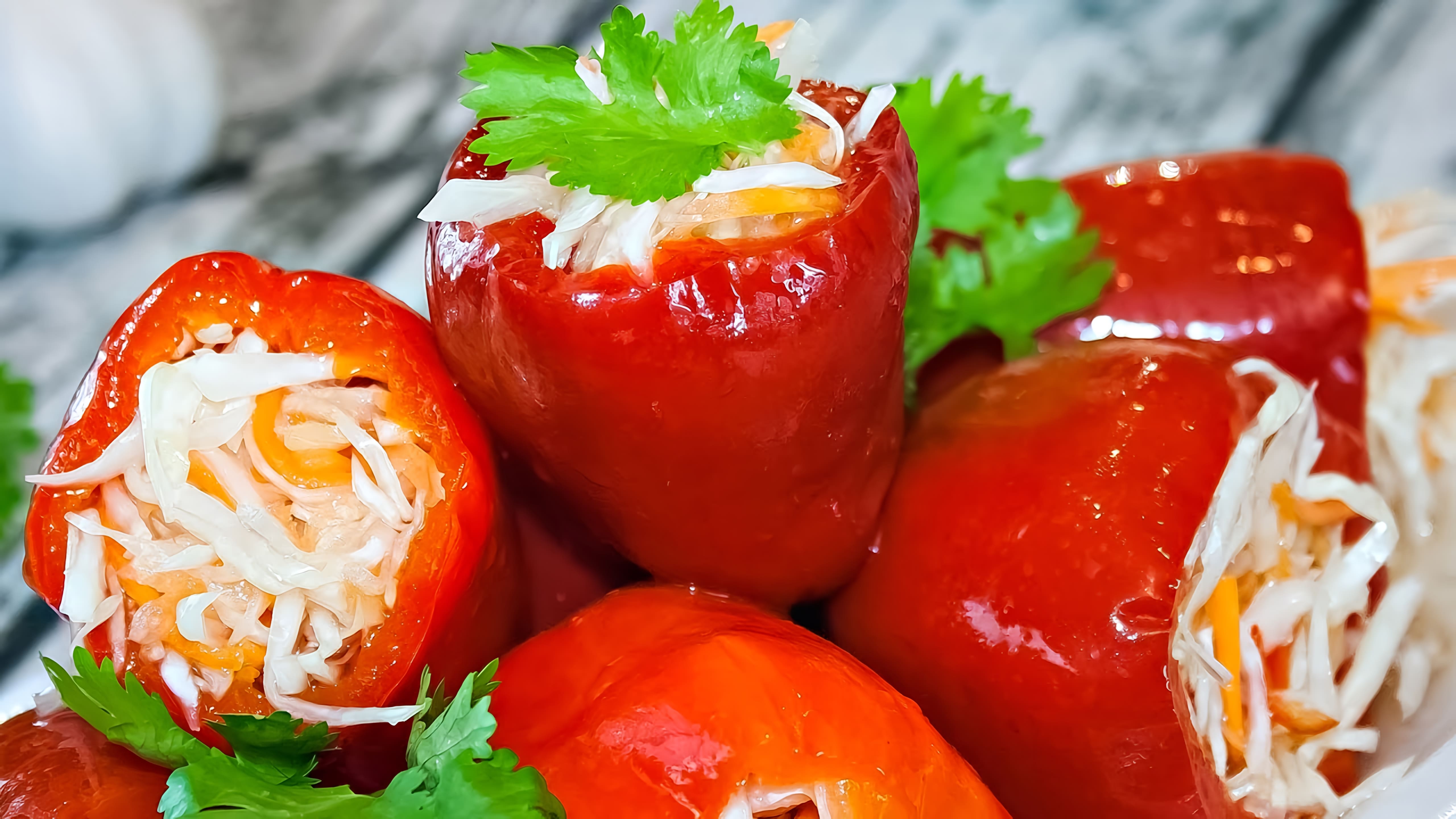 Видео: Маринованный перец, фаршированный капустой! Вкуснейшая постная закуска!