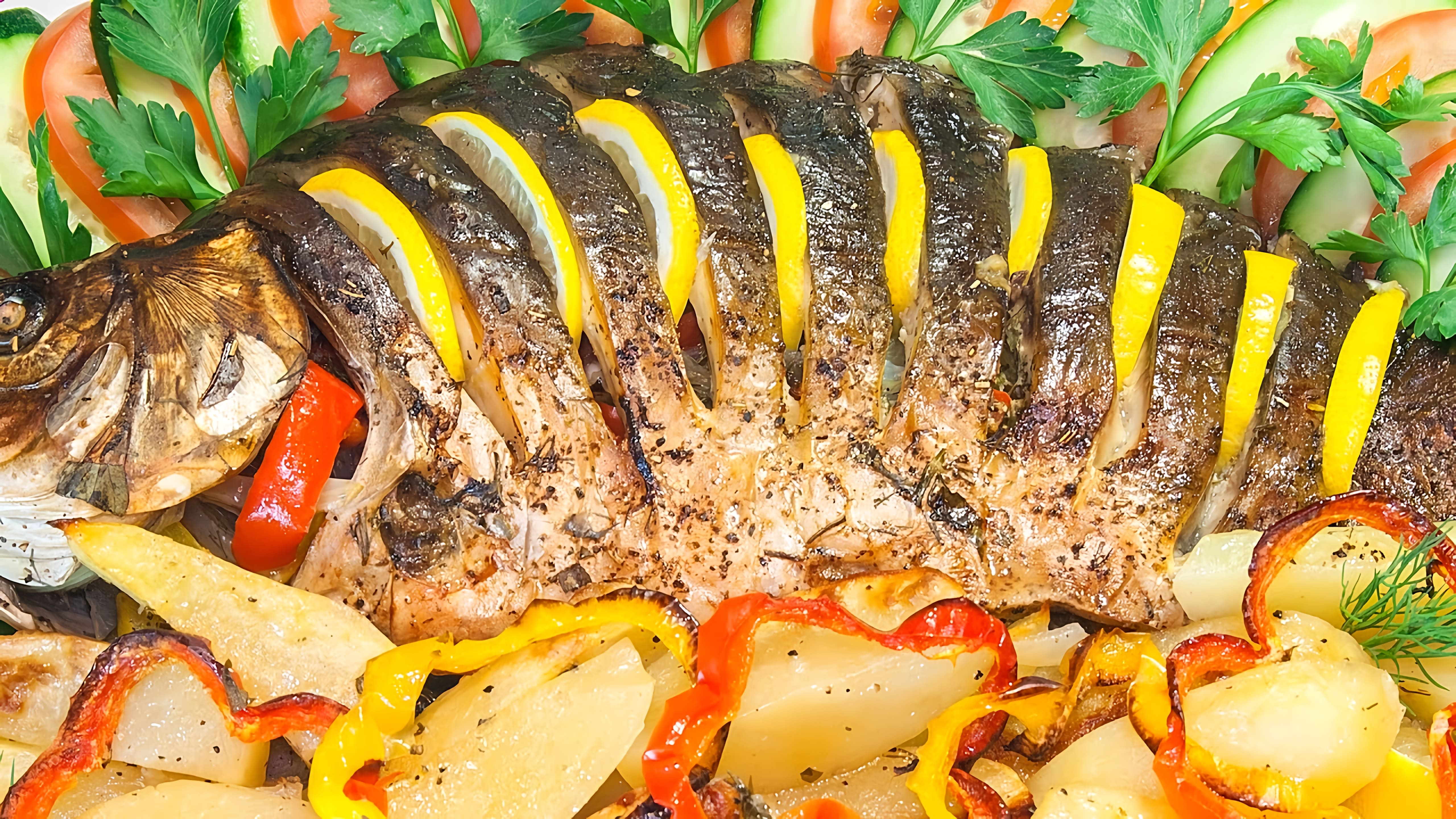 Видео: Рыба, фаршированная овощами, с картофелем, запеченная в духовке (рецепт рыбы в пост)